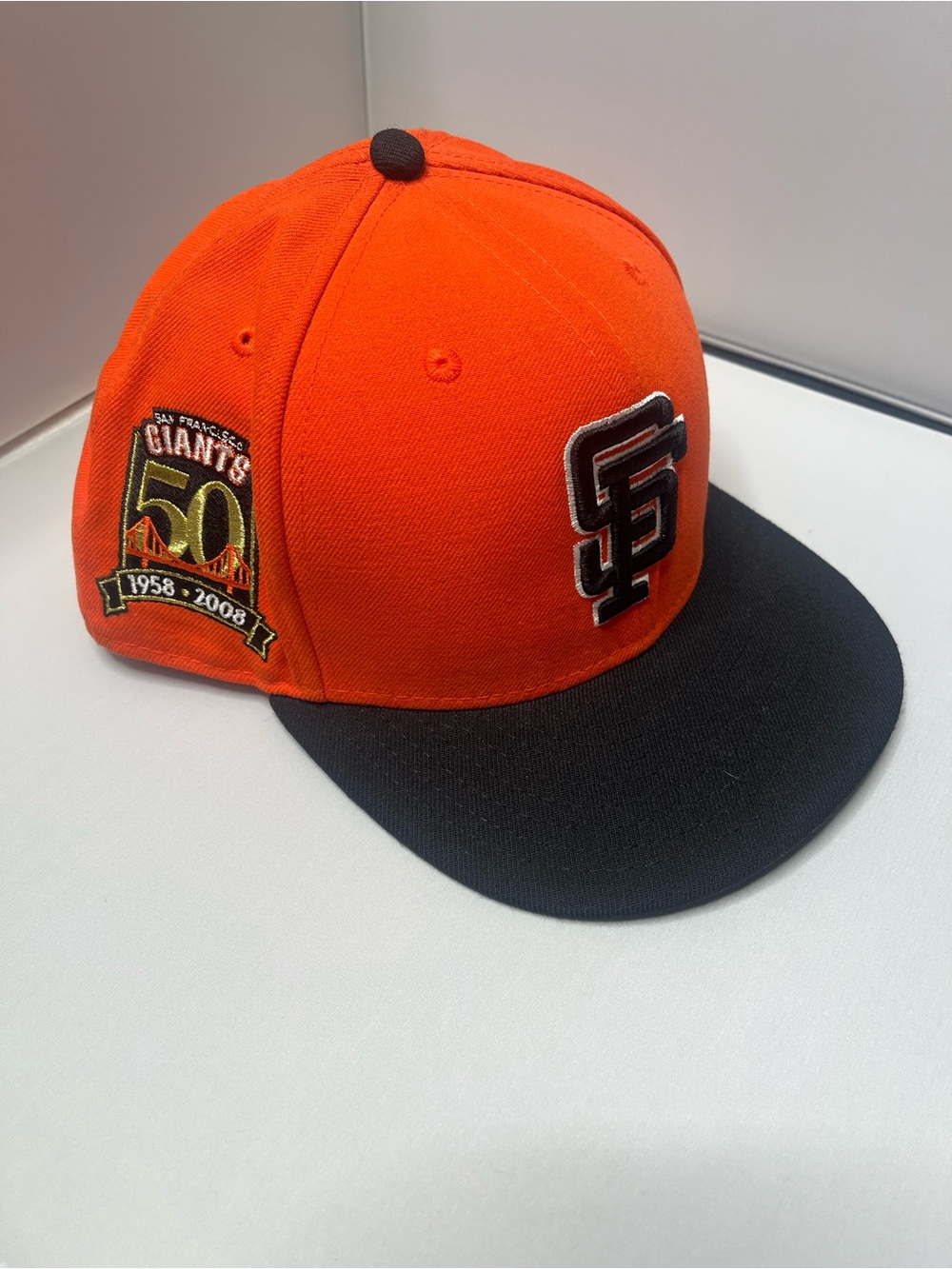 New Era MLB San Francisco Giants 50th Anniversary Patch Fitted Hat Cap 7 1/2 VTG